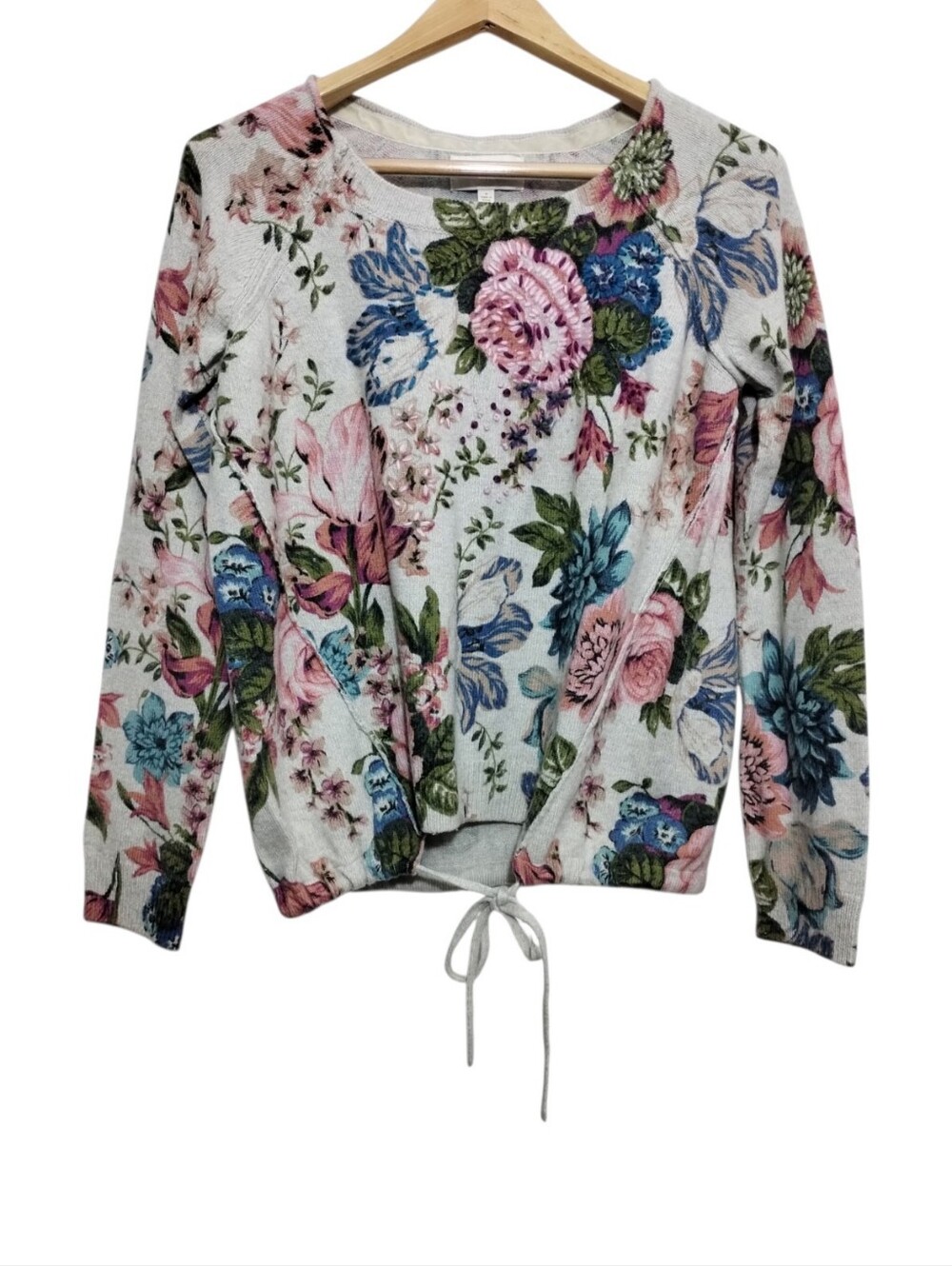 Anthropologie Angel of the North Floral Knit Sweater Women's M Boho Coquette